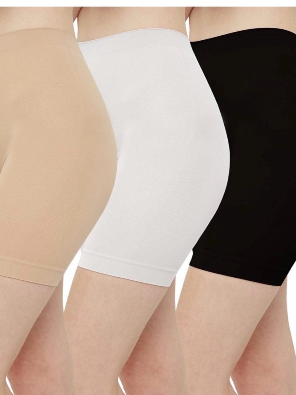 Seamless High-Waist Shaping Shorts - Nude, White & Black (3-Pack)